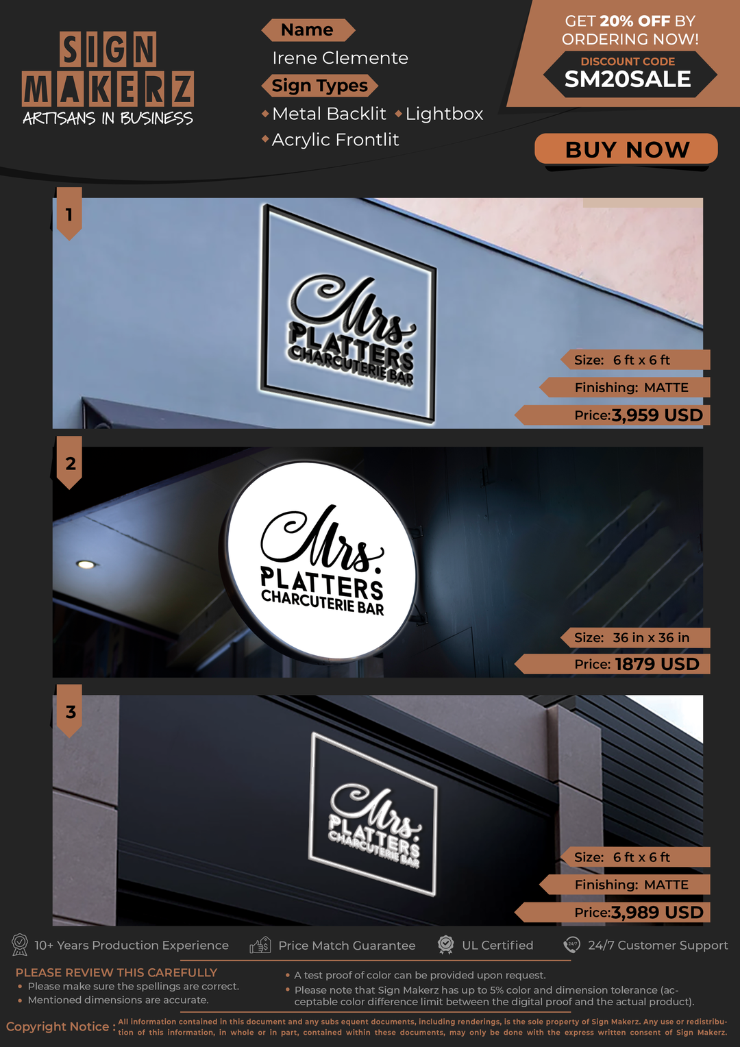 Business Signs Foe Irene Clemente