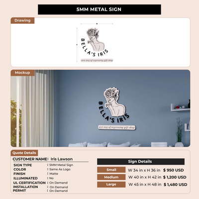 5mm Metal sign for Iris Lawson