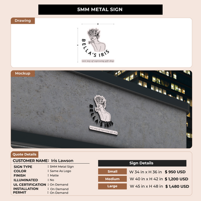 5mm Metal sign for Iris Lawson
