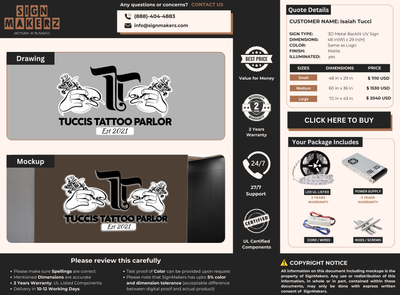 3D Metal Backlit Sign for Isaiah Tucci