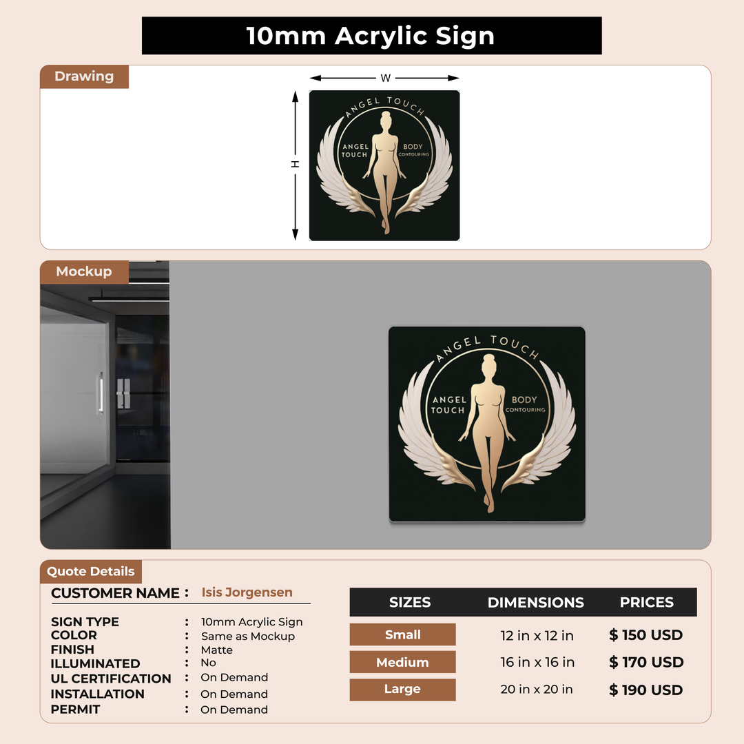 10mm acrylic sign for Isis Jorgensen