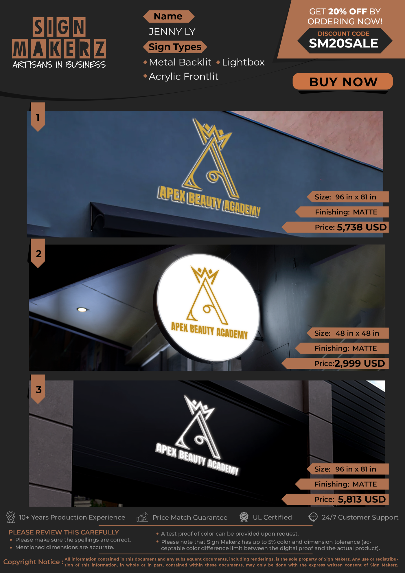 Business Signs for JENNY LY