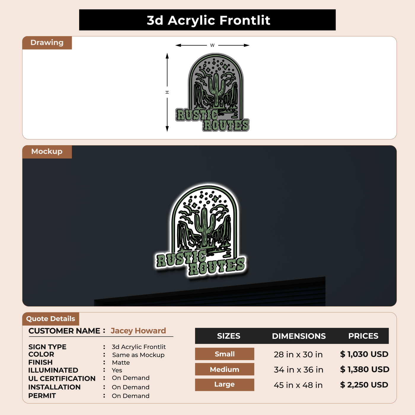 Business signage for Jacey Howard