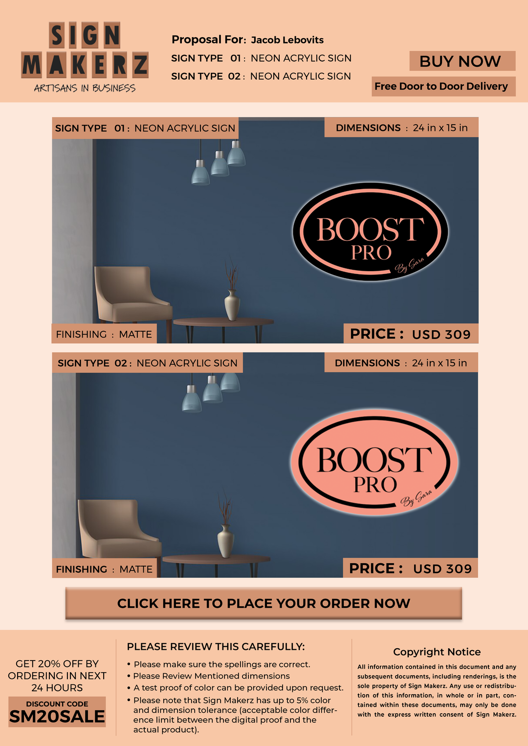 Neon Acrylic Sign For Jacob Lebovits