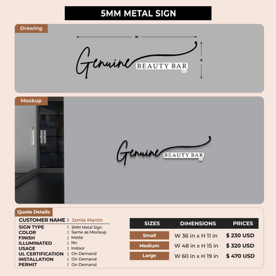 5MM Metal Sign For Jamie Martin