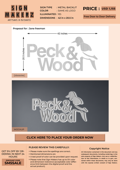 3d Metal Backlit Sign Jane freeman