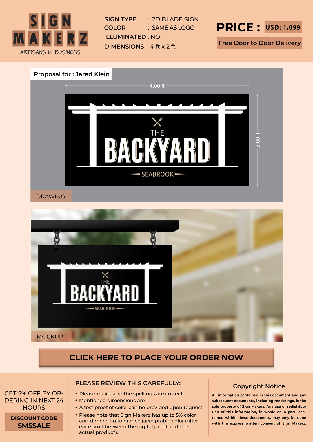 Business signage for Jared Klein