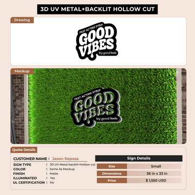 3D Metal Backlit sign for Jason Reposa