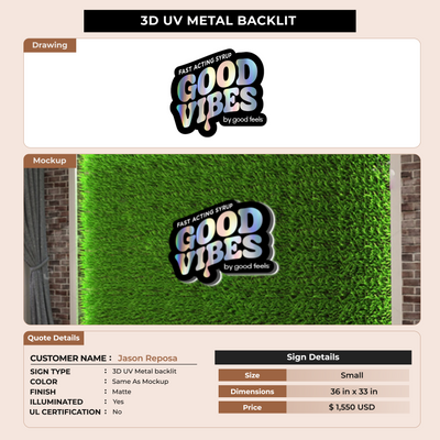 3D Metal Backlit sign for Jason Reposa