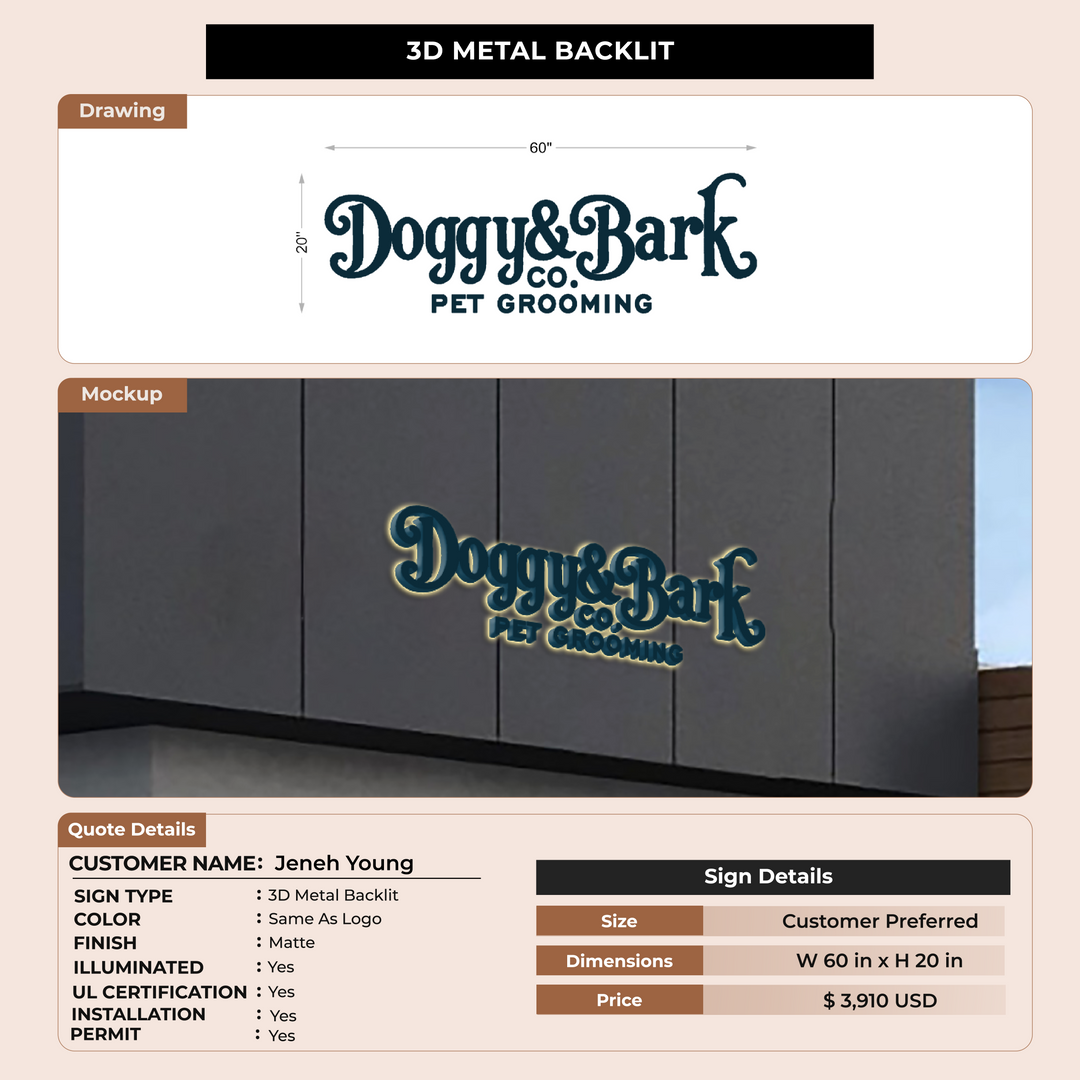 3D Metal Backlit for Jeneh Young