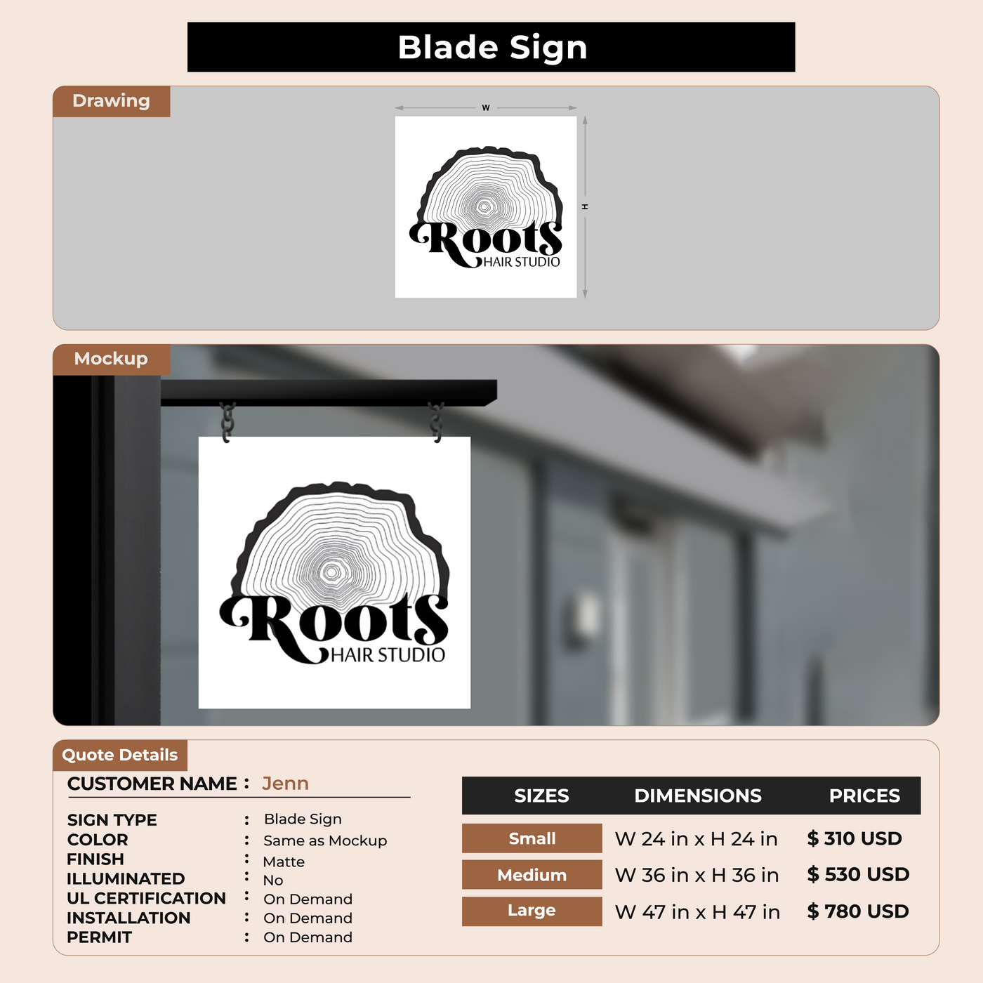 2D Blade Sign for Jenn