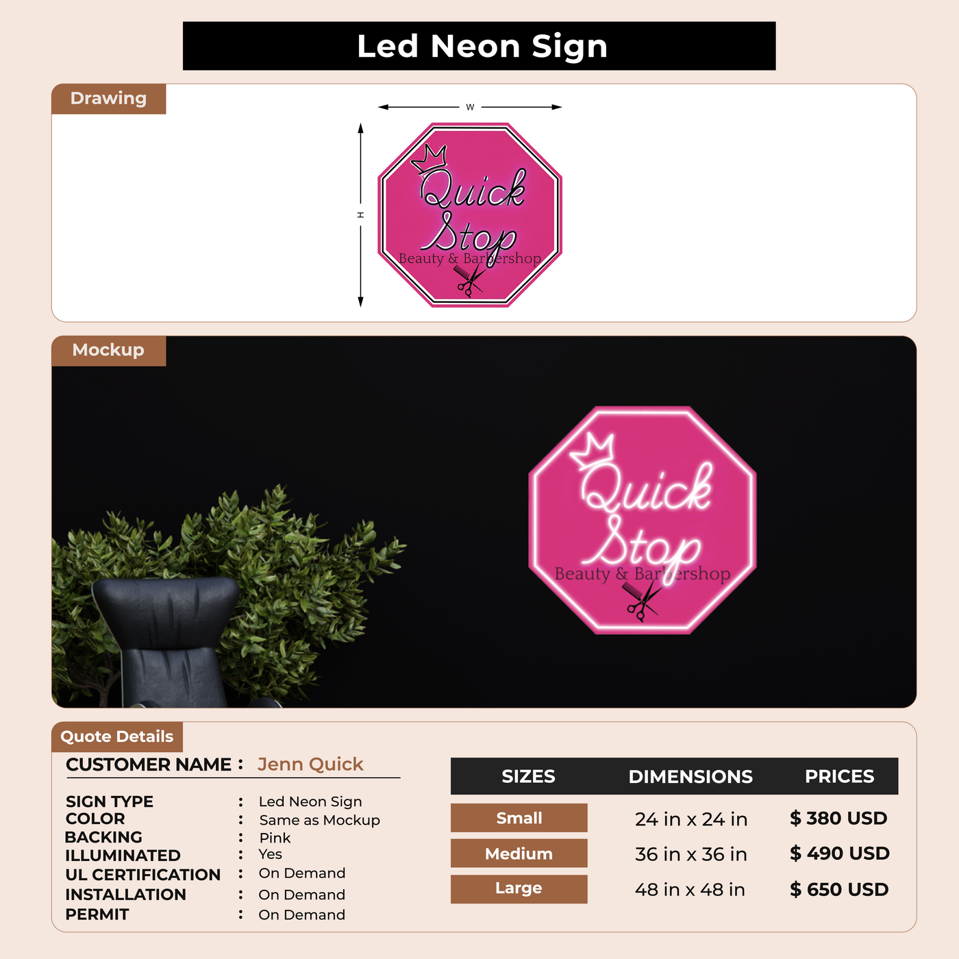 Business signage for Jenn Quick
