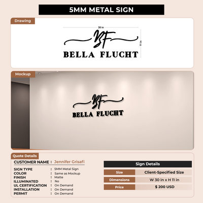 5MM Metal Sign For Jennifer Grisafi