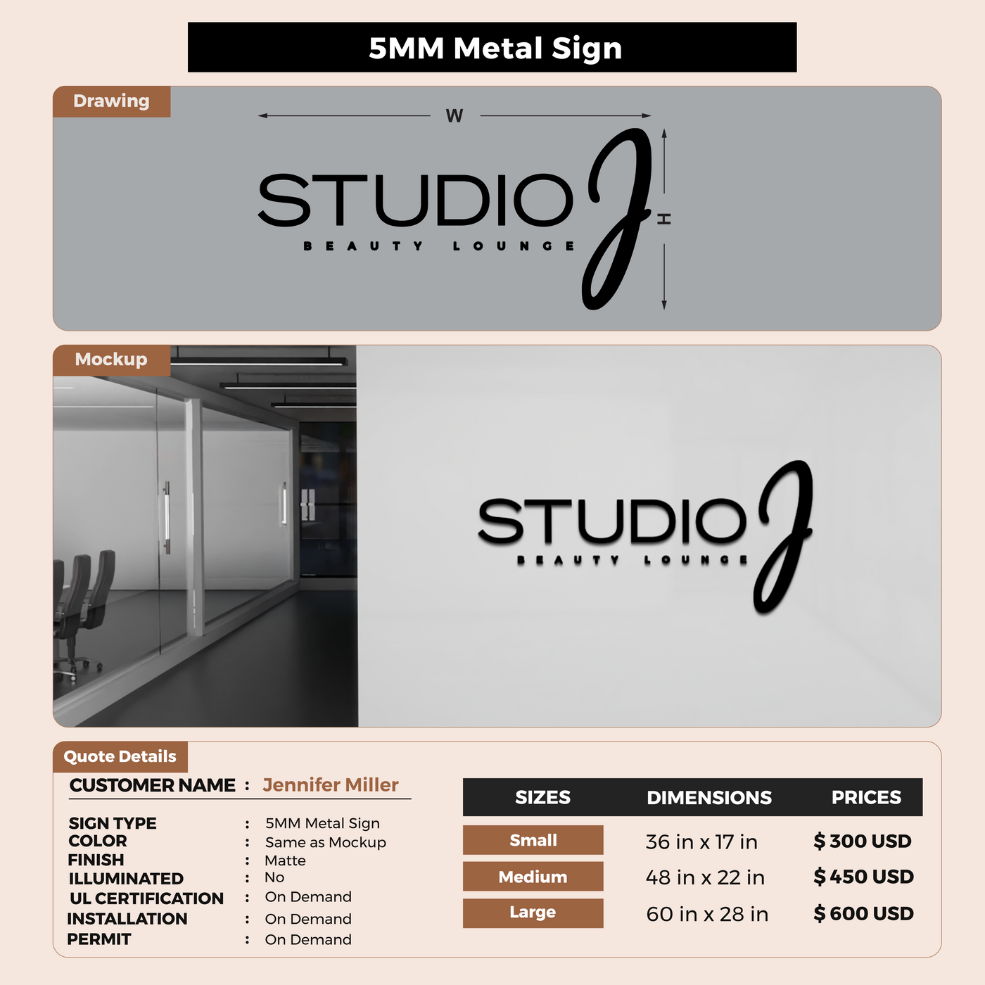Business signage for Jennifer Miller