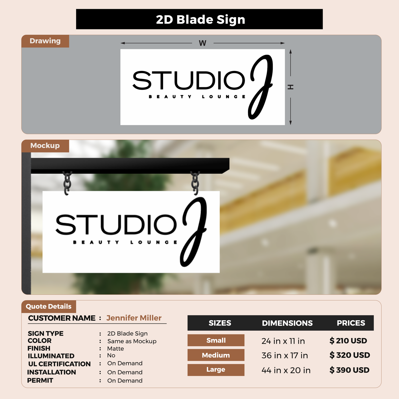 Business signage for Jennifer Miller