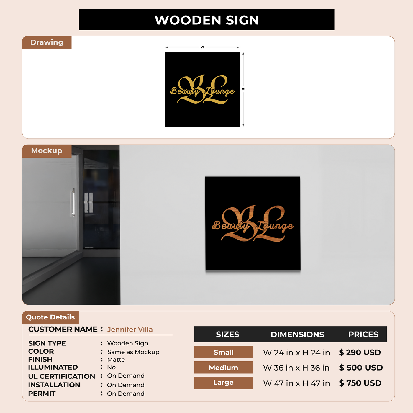 Custom Signs For Jennifer Villa