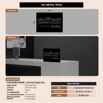 2D Metal SIGN FOR Jeremy Pasternak