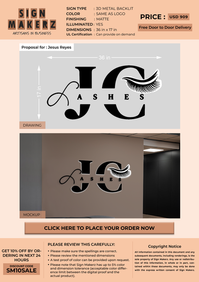 3D UV Metal Backlit sign for Jesus Reyes