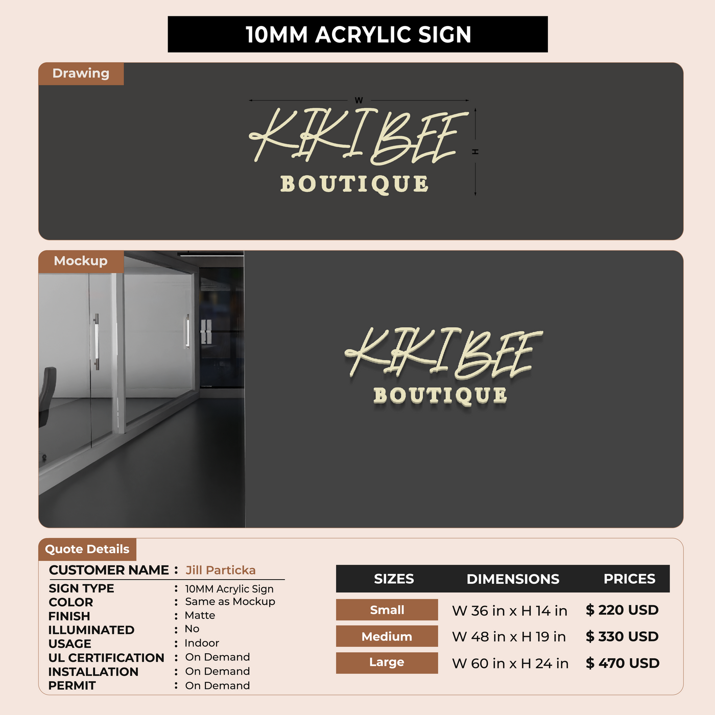 10MM Acrylic Sign For