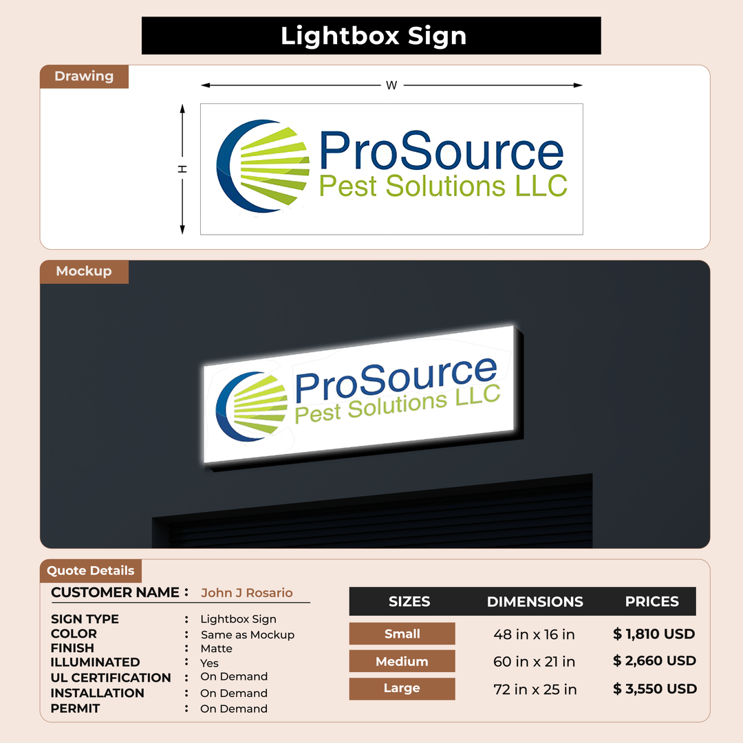 Light Box Sign for John J Rosario