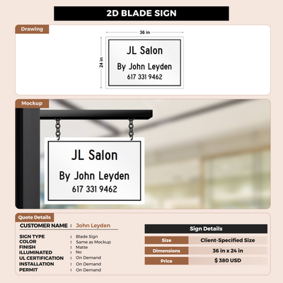 2D Blade Sign For John Leyden