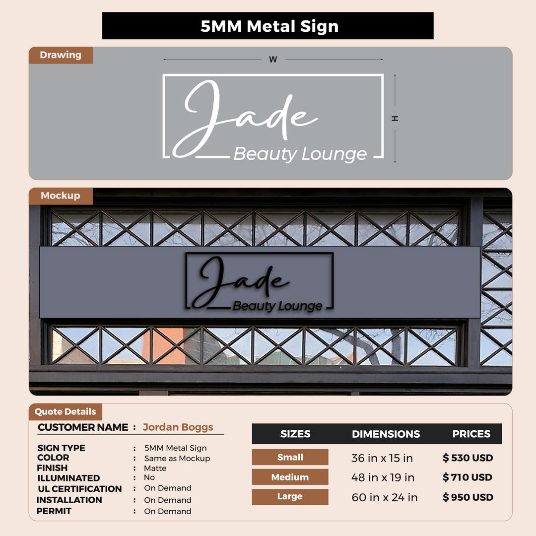 5mm metal sign for Jordan Boggs