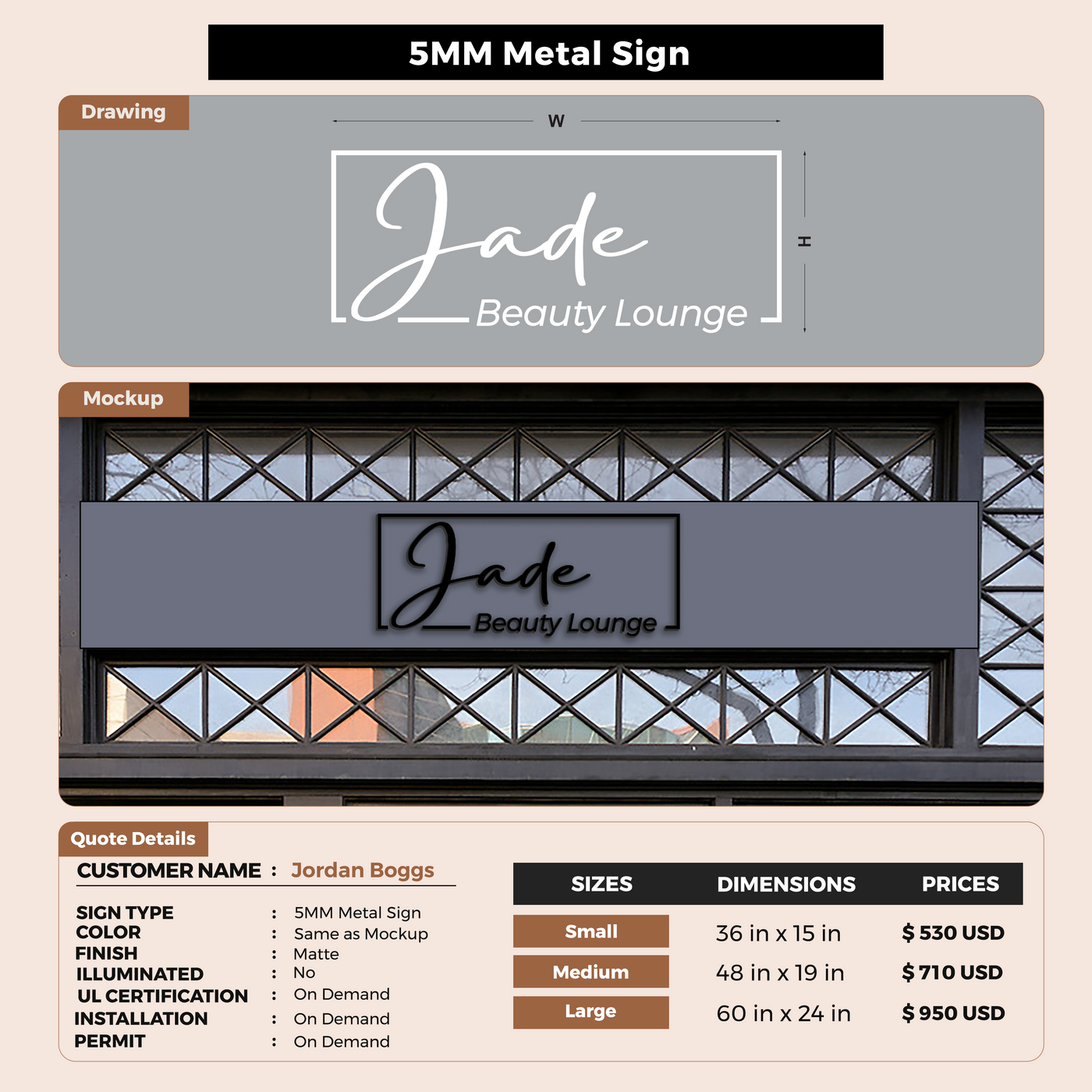 5mm metal sign for Jordan Boggs