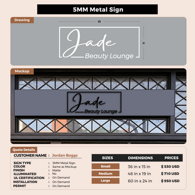 5mm metal sign for Jordan Boggs