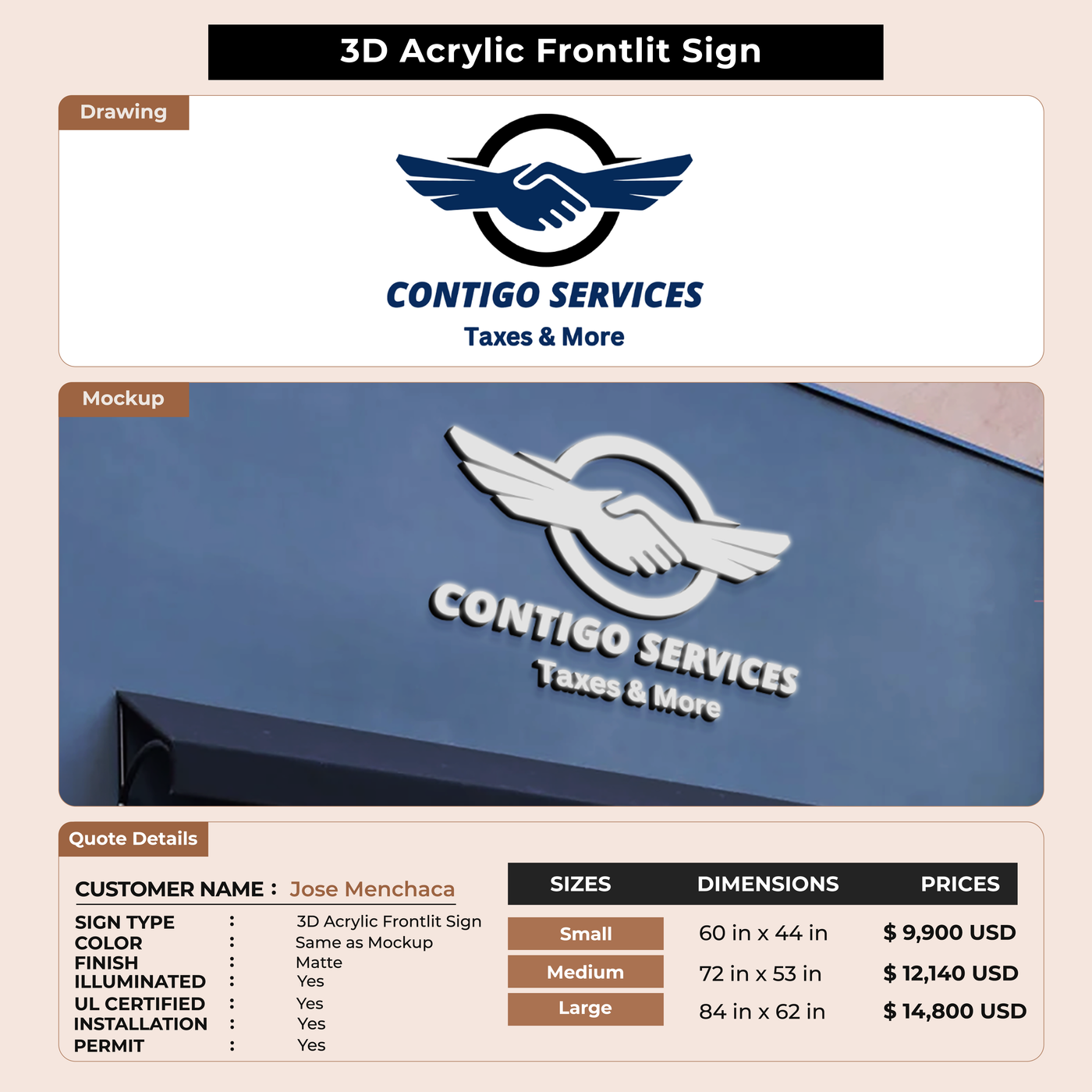 Business signage for Jose Menchaca