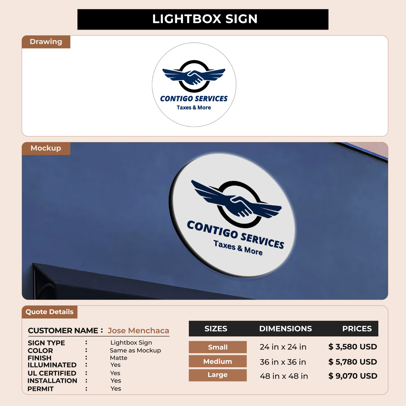 Business signage for Jose Menchaca