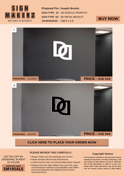 Business signage for Joseph Brooks