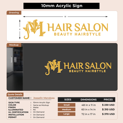 Business signage for Josselin Mendoza