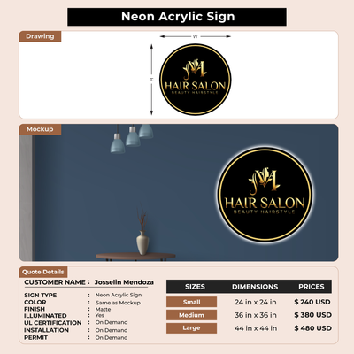 Business signage for Josselin Mendoza