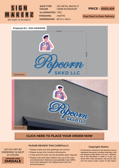 3D Metal Backlit sign for KIM HAWKINS
