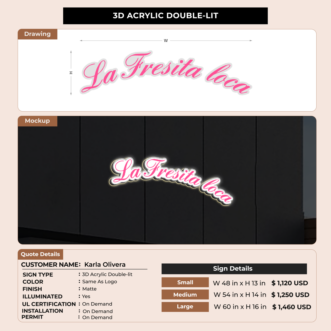 Custom Signs for Karla Olivera