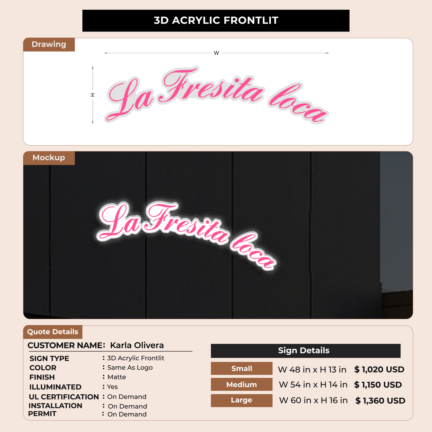 Custom Signs for Karla Olivera