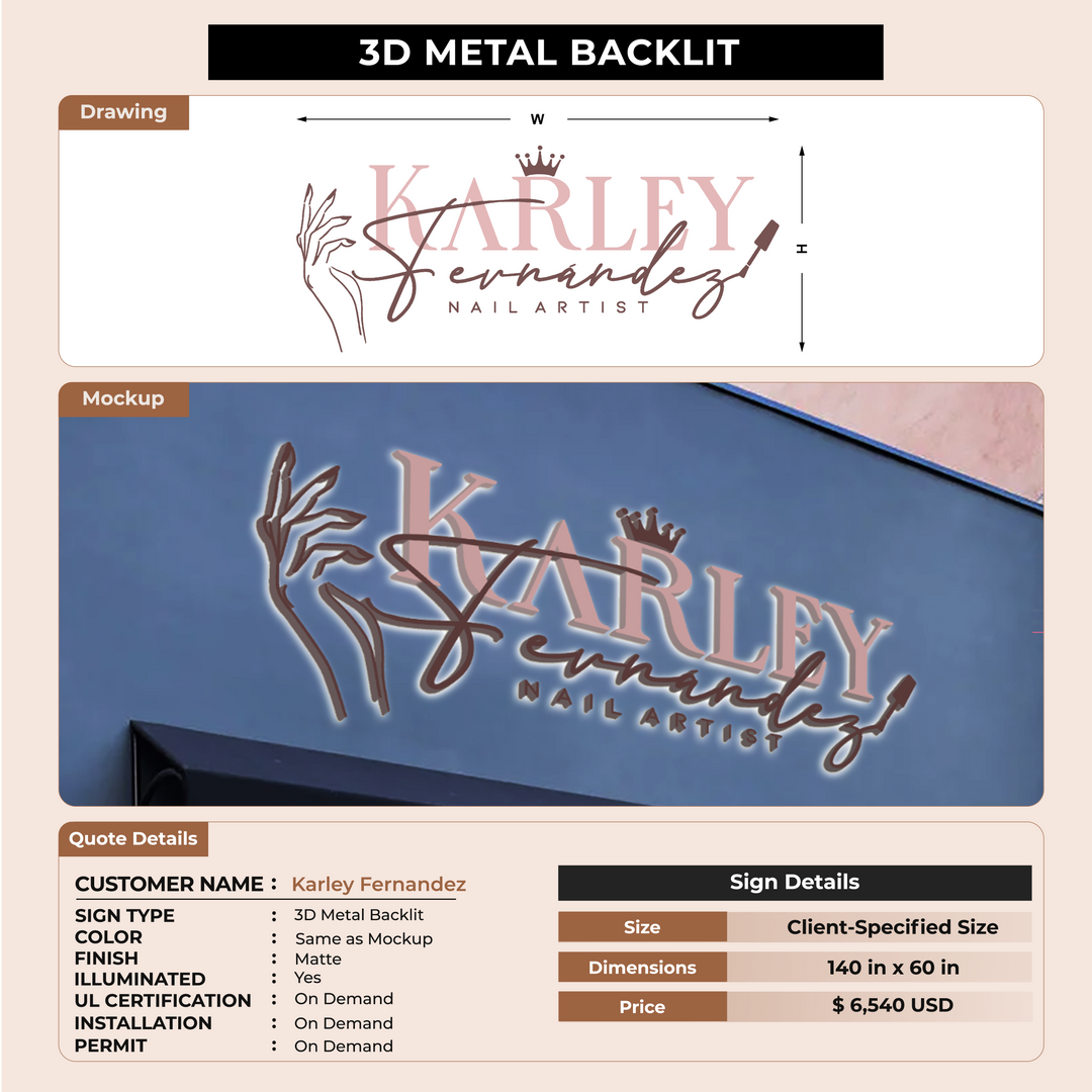 Business signage for Karley Fernandez