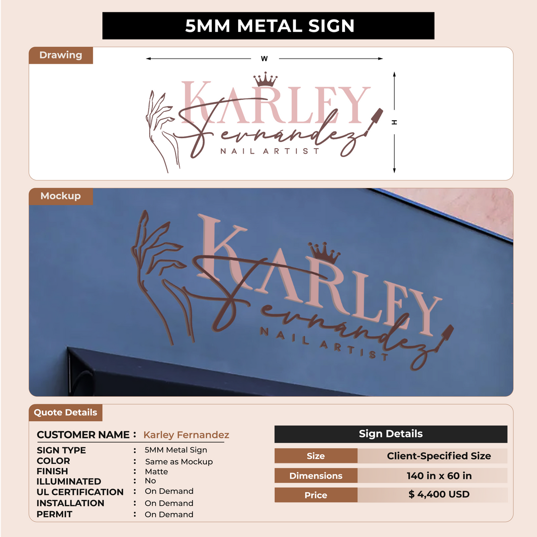 Business signage for Karley Fernandez