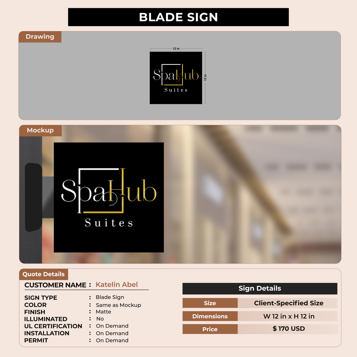 2D Blade Sign For Katelin Abel