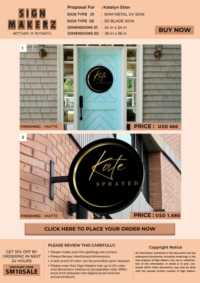 Business signage for Katelyn Etter