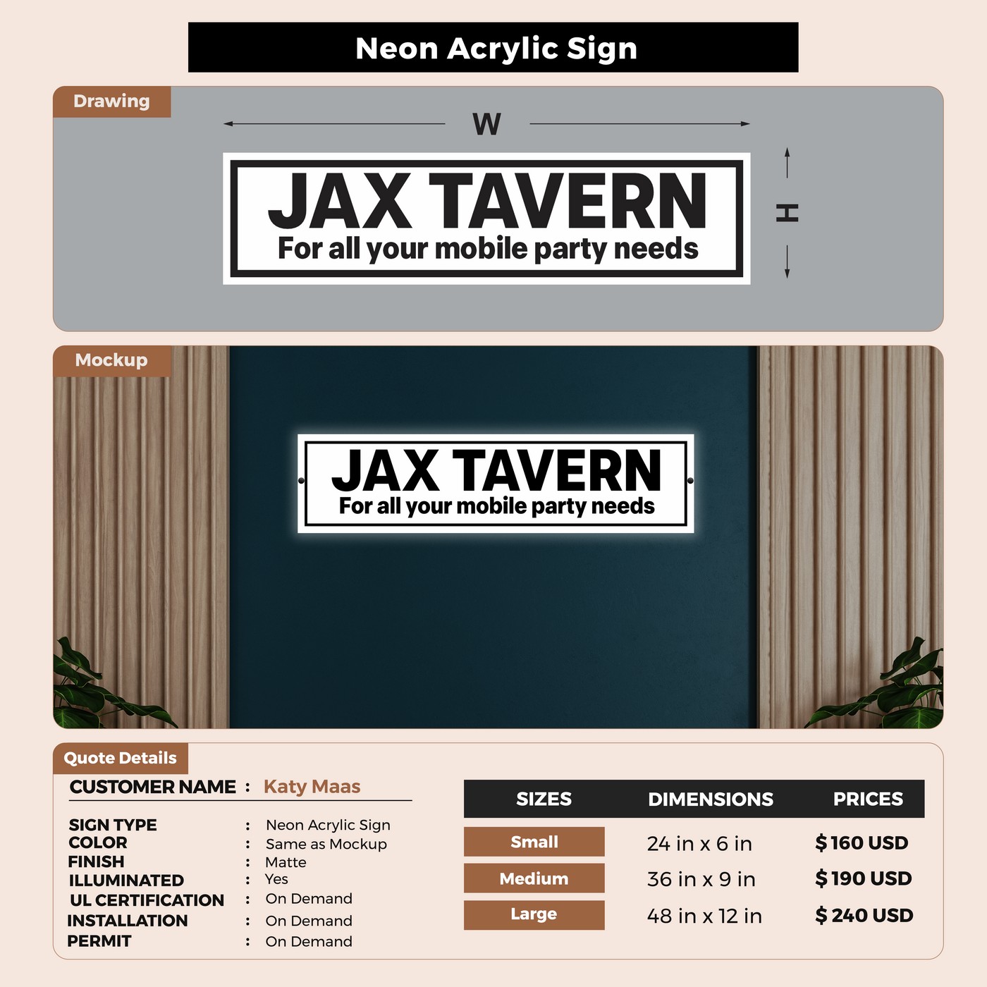 Business signage for Katy Maas