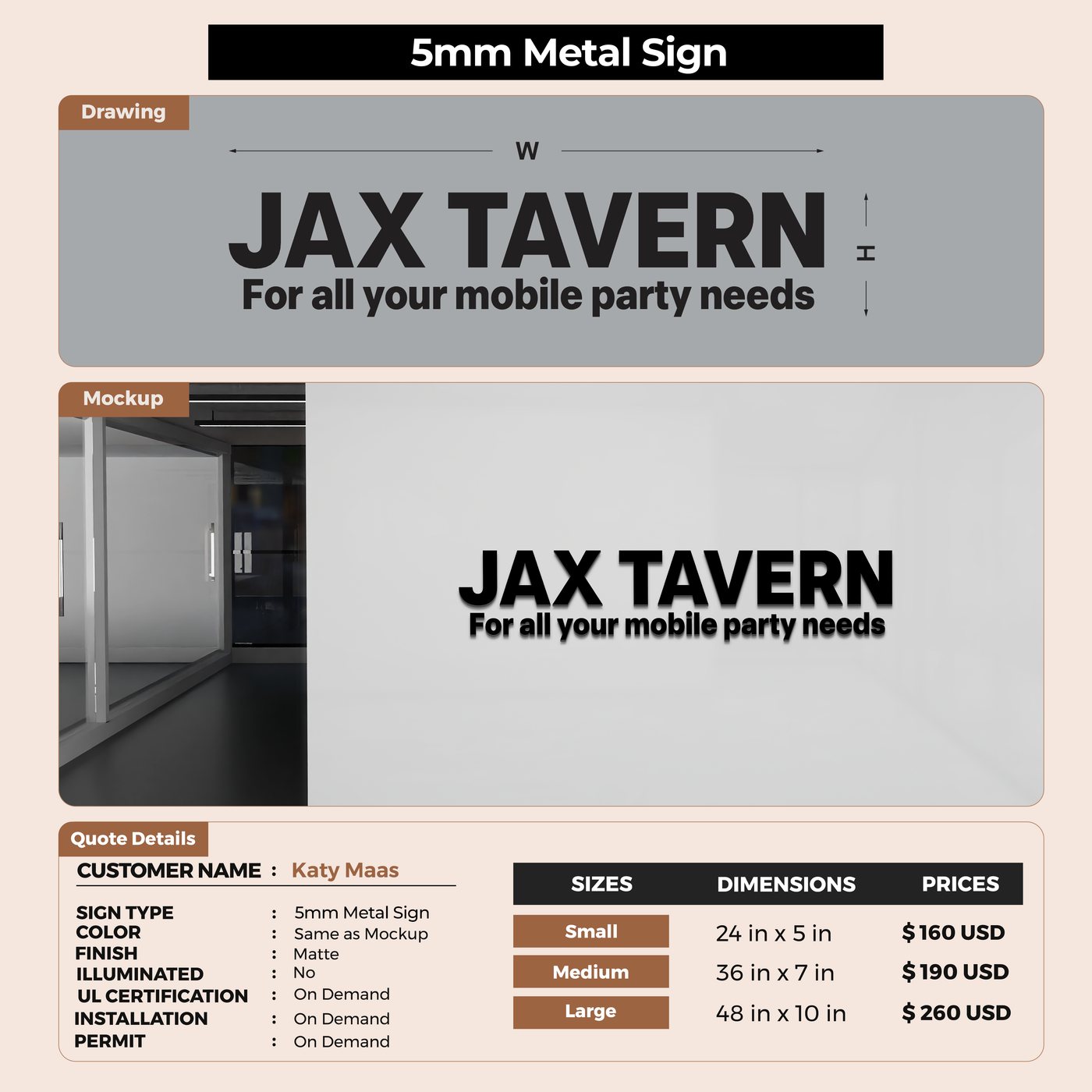 Business signage for Katy Maas