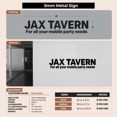 Business signage for Katy Maas