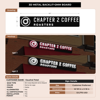 Metal Backlit Sign for Kaushal Patel