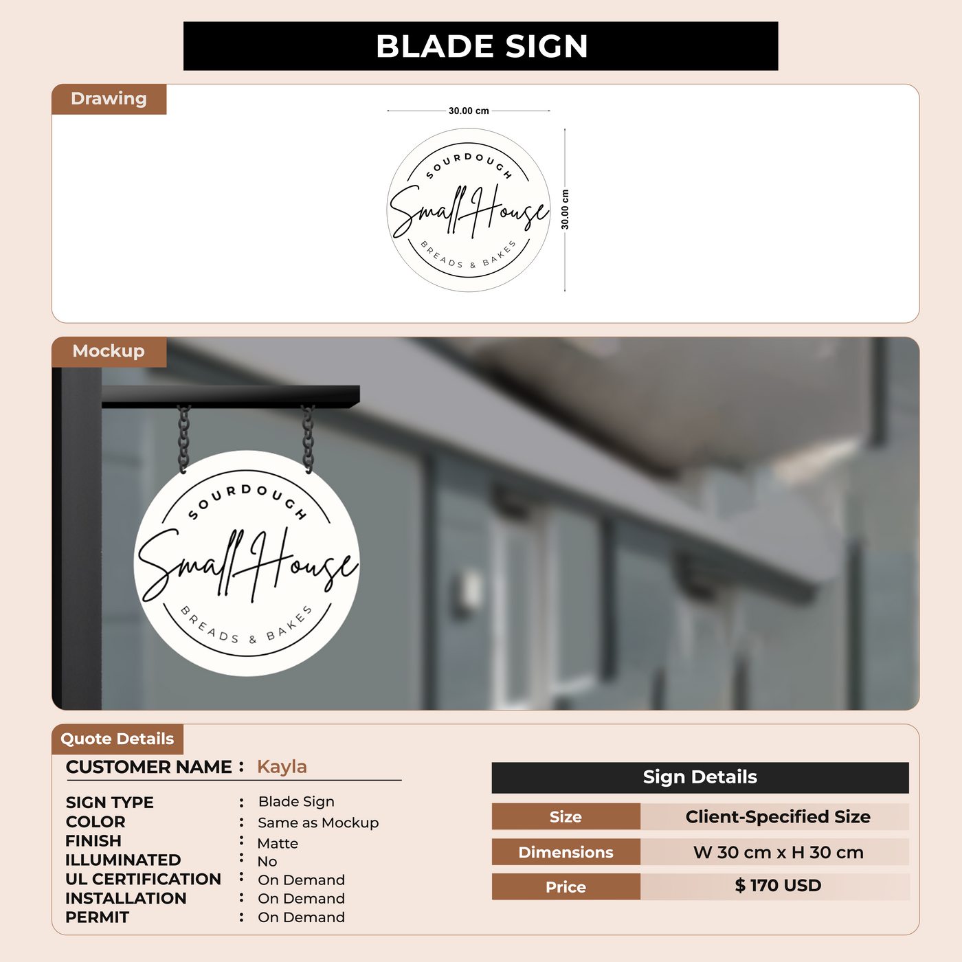 Business signage for Kayla