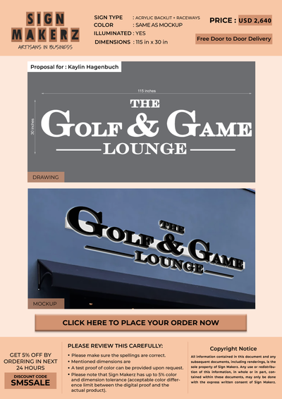 3D Acrylic Backlit with raceways Sign for Kaylin Hagenbuch