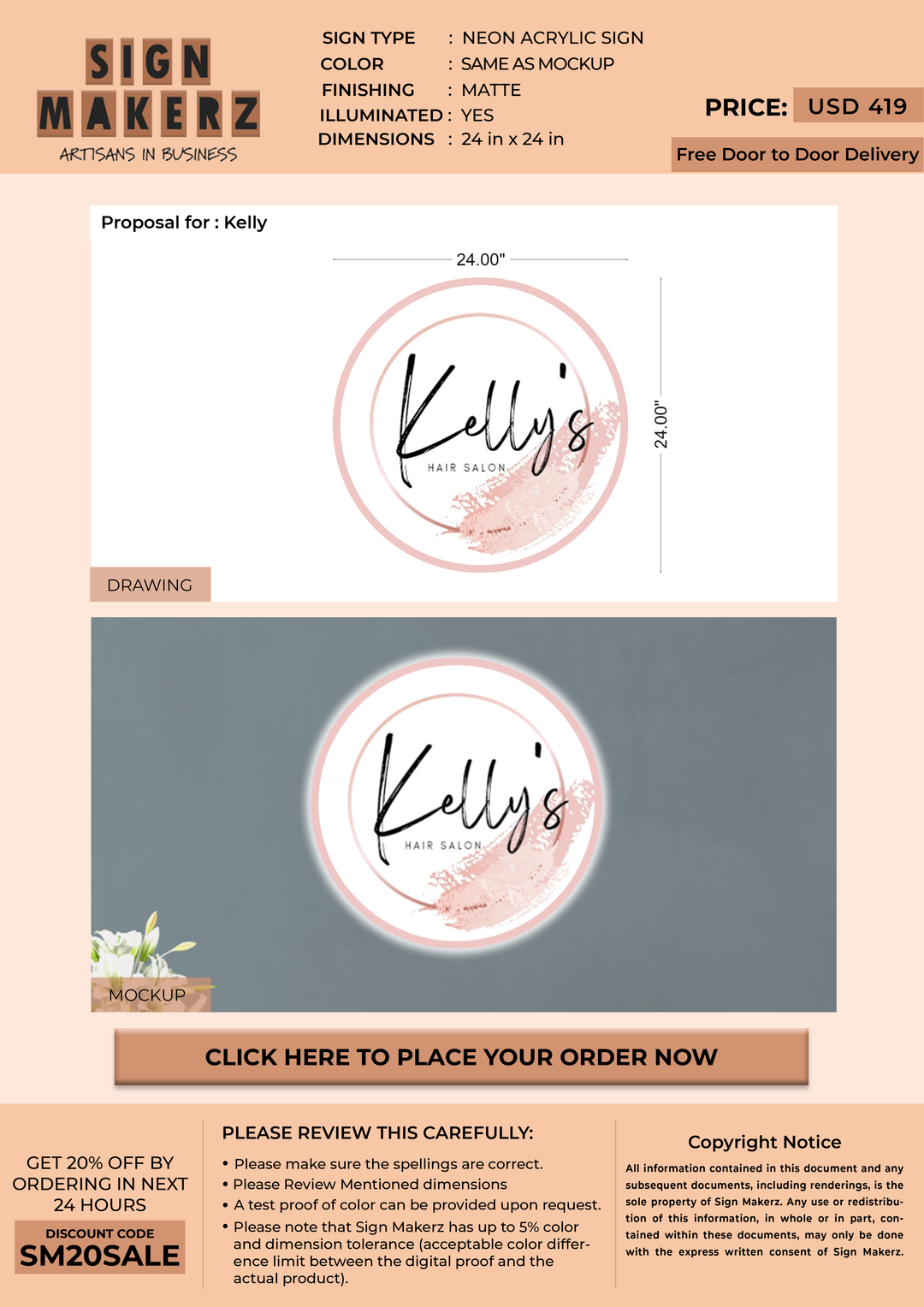 Neon acrylic for Kelly