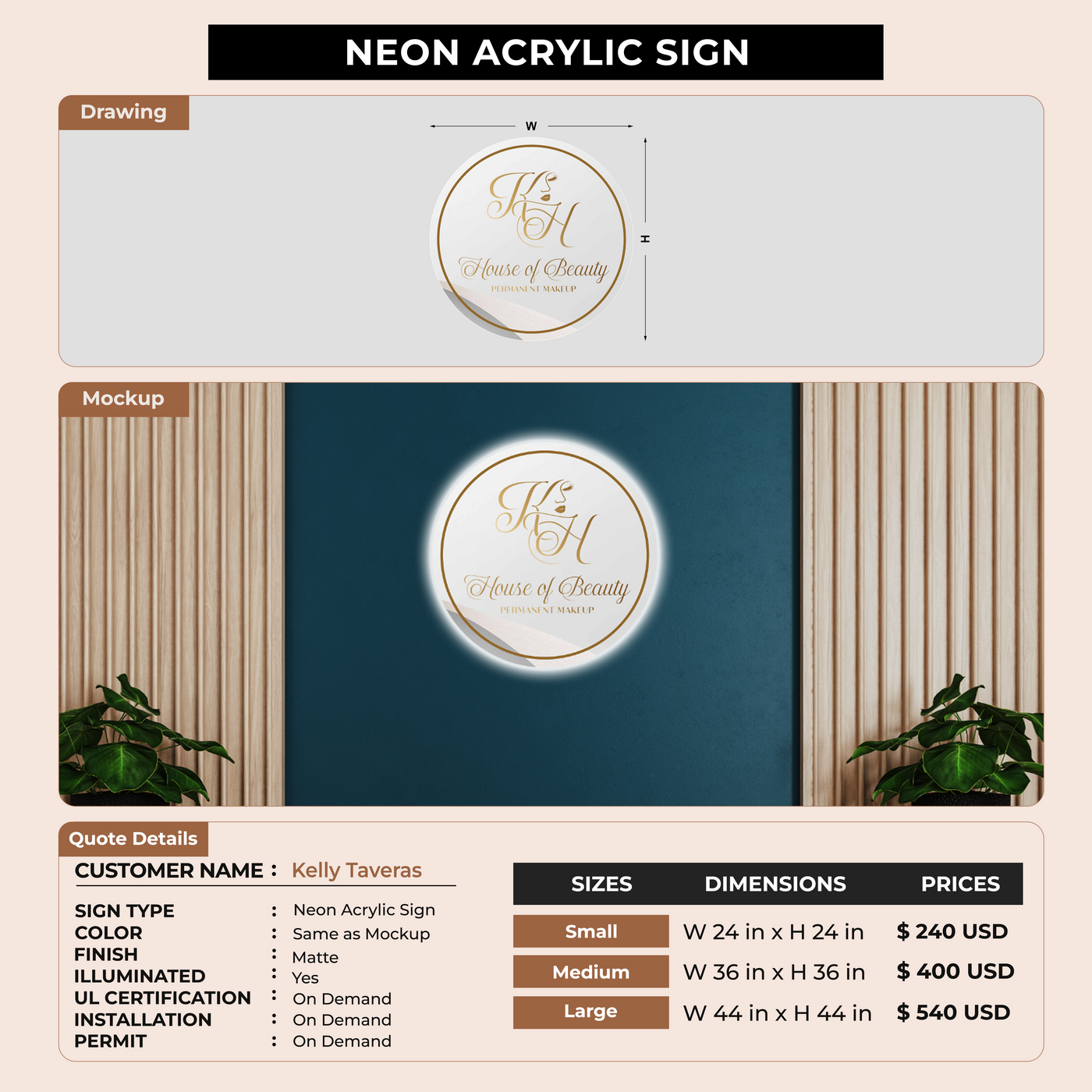 Business signage for Kelly Taveras
