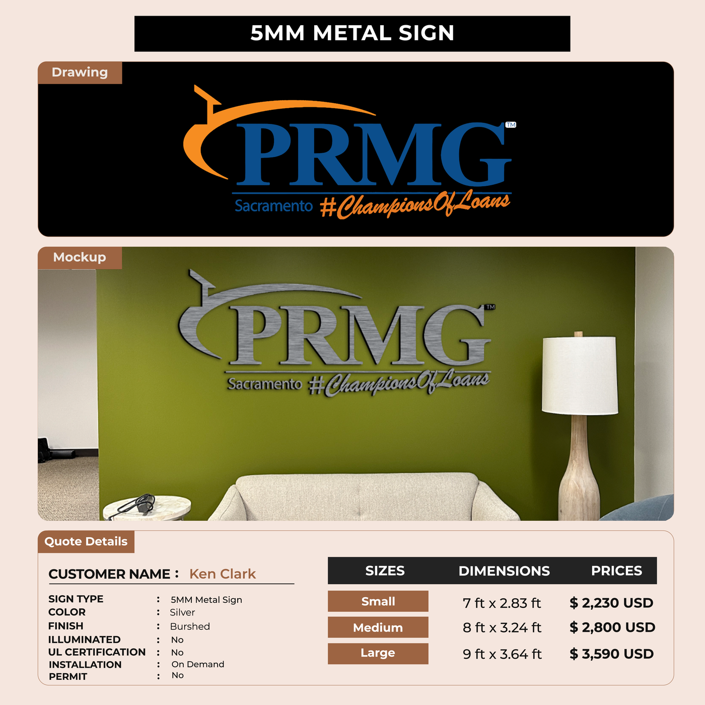 5mm metal sign for Ken Clark