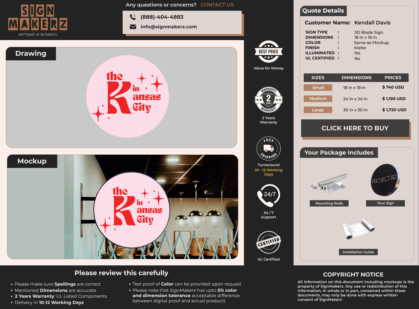 Business signage for Kendall Davis